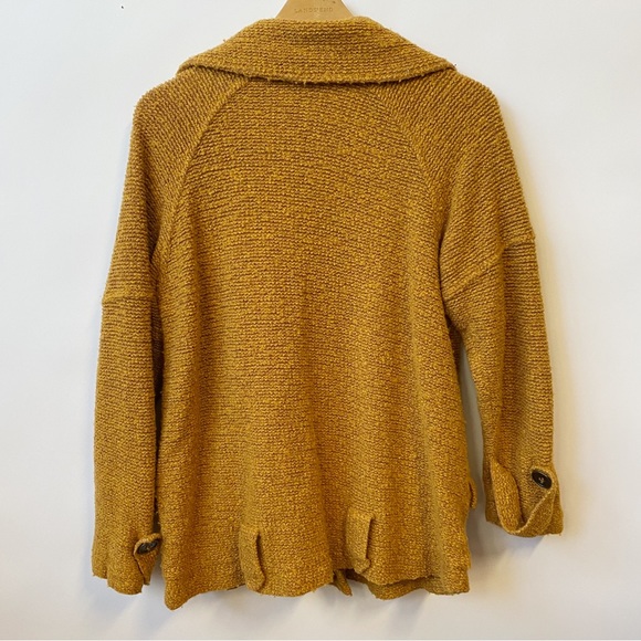 Free People Slouchy Textured Wool Mustard Jacket Wool Blend Women's Size Small - Picture 9 of 9